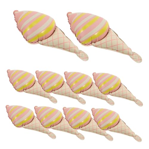 OFFSCH 10 Stück Eisballon Form Zapfen thematisiert Party Pastell für Eiscremedekorationen -Süßigkeitsballons Essensballon hawaiianische Ballons -Poolspielzeug Aluminiumfolie Rosa von OFFSCH