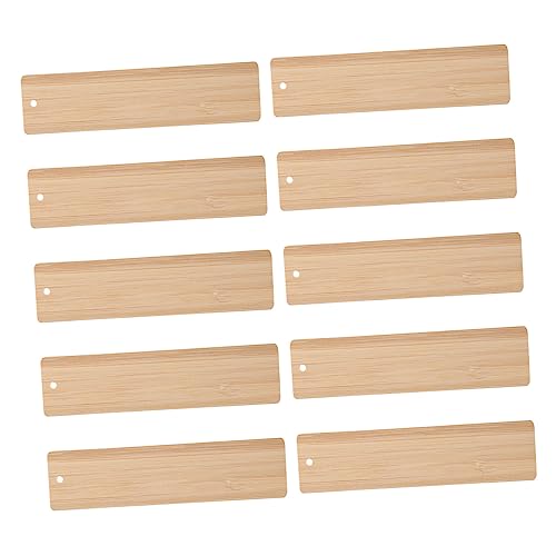OFFSCH 10 Stück Lesezeichen aus Bambus Farbe leere Lesezeichen Buchseitenmarker selber machen groß Buchmarke schmucklos DIY-Handwerks-Lesezeichen-Etikett Holzhandwerk unvollendet Beige von OFFSCH