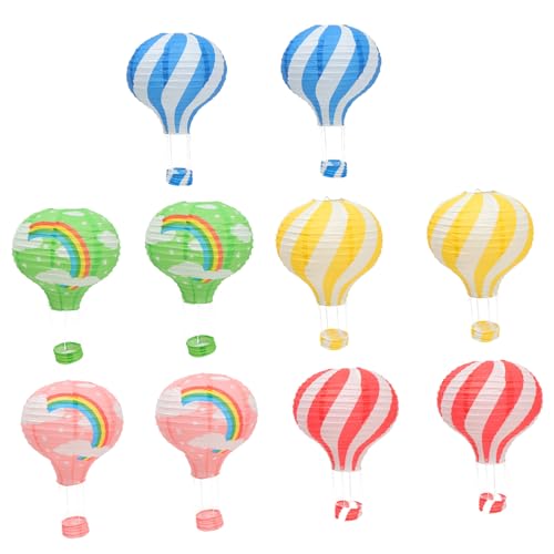 OFFSCH 10 Stück Teiliges Papier Heißluftballon Lampions zum Hängen Bunte Wiederverwendbare Papierlaternen für Klassenzimmerdekoration Warme Festival atmosphäre Praktische Raumhänger für von OFFSCH