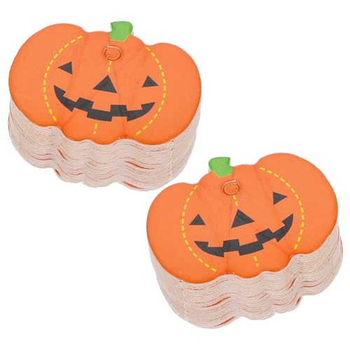 OFFSCH 100 Stück Halloween Dekoration Kürbis Papier Anhänger Tags mit Vorgestanztem Dekorative Pumpkin Label für Partygeschenke und DIY Bastelarbeiten Leicht Hängende Papieretiketten von OFFSCH