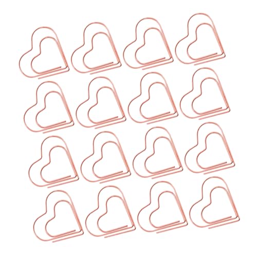 OFFSCH 100 Stück Liebe Büroklammer liebe herz büroklammern herzförmige Büroklammern Papierklammern einwickeln Süßigkeiten-Clipkarten zum Valentinstag Büroklammern Büro Metall Roségold von OFFSCH