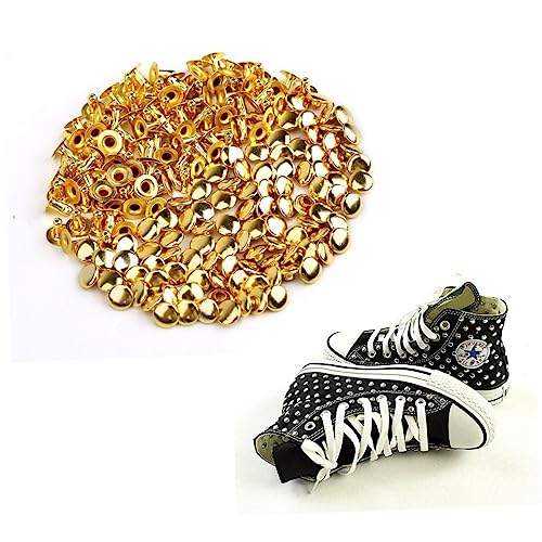 OFFSCH 100 Stück Metall Pilznieten Runde DIY Ziernieten Punk Stil für Leder Schuhe Taschen Armbänder Goldfarbene Nieten zum Basteln und Dekorieren von OFFSCH