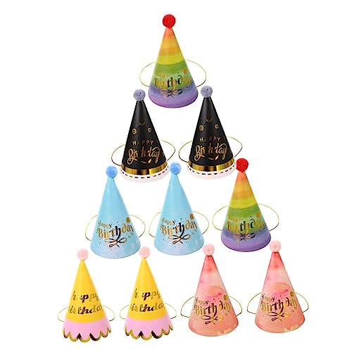 OFFSCH 10St Regenbogen-Partyhut Geburtstagsparty-Zubehör Geburtstagsfeier funkeln geschenk Geburtstagsmütze für Kinder Geburtstagshut bilden konische Kappe Partybedarf Requisiten Papier von OFFSCH