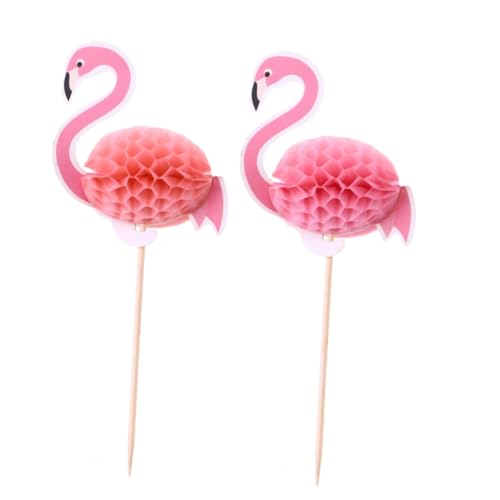 OFFSCH 10St Topper aus Flamingopapier Flamingo- Papier- Topper. 3D- Flamingo Topper. Dekor kuchen Hawaii-Flamingo-Topper 3D-Flamingo-Topper dreidimensional Zylinder einstecken schmücken von OFFSCH