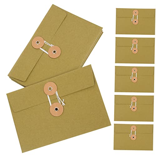 OFFSCH 10Stücke Verdickte Aufbewahrungstaschen aus Kraftpapier Multifunktionale Umschläge mit Schnurverschluss für Büro und Schule Robuste Dokumentenbeutel für Sichere Ablage von OFFSCH