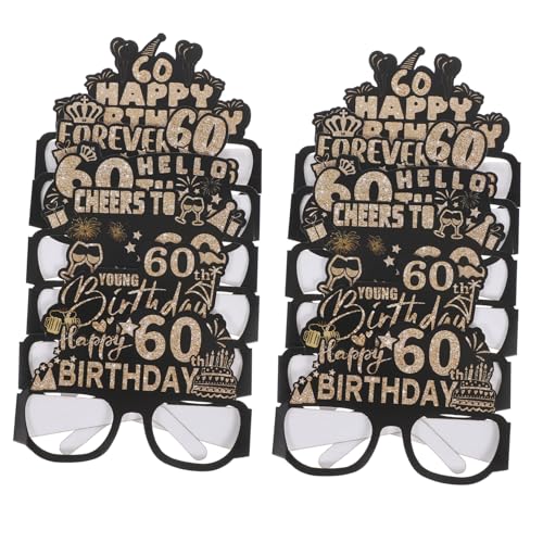 OFFSCH 12 Stück Papiergläser 60 Geburtstagsbrille Albern Dekorationen Geformt Zahlenbrille Led Partyartikel Für Brille Zum 30. Geburtstag Blau Hoch Lustige Brille von OFFSCH