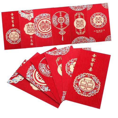 OFFSCH 12 Stück Teiliges Chinesische Hochzeit Rote Umschläge mit Glückssymbol Vintage Mattierte Geldtaschen für Hochzeitsgeschenke Festliche Geldhalter Traditionelle Rote von OFFSCH