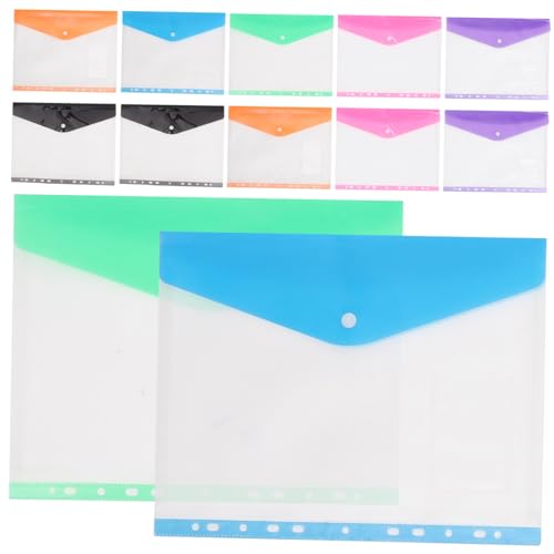 OFFSCH 12 Stück Teiliges Transparente mit Druckknopf Wasserdichte Pp-ordnerhüllen für Dokumentenaufbewahrung Bunte für Büro und Schule OFFSCH 12 Stück Teiliges Transparente mit Druckknopf Wasserdichte Pp-ordnerhüllen für Dokumentenaufbewahrung Bunte für Büro und Schule von OFFSCH