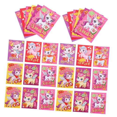 OFFSCH 120 Stück Cartoon Pferd Glückliche Geldumschläge Rote Umschläge Chinesisches Neujahr Rote Taschen Für Frühlingfest Geburtstag Hochzeit Glücksumschläge von OFFSCH