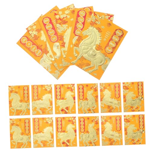 OFFSCH 120 Stück Vietnamesische Neujahrsumschläge Pferde-motiv Gelb Traditionelle Glücksumschläge Hongbao für Lunarfest Geldgeschenke und Feierlichkeiten von OFFSCH