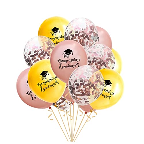 OFFSCH 15St Luftballons Briefballons gratulieren Abschlussfeier Dekorationen 2022 Goldrand Schwarz buchstaben ballons Latexballons Abschlussdekorationsballon Pailletten schmücken Konfetti von OFFSCH