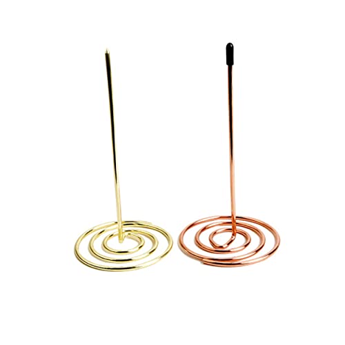 OFFSCH 2 Roségold Metall und Quittungsspiesse mit Rundem Sockel Stabile Rechnungshalter und Memo Organizer für Restaurant Büro und Zuhause von OFFSCH