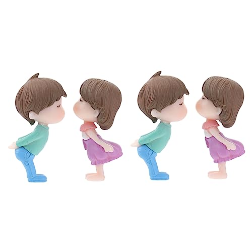 OFFSCH 2 Sätze Kuchendekorationsverzierungen Junge und Mädchen Miniatur Hochzeit Geburtstag Gold Du hühner kinderknallzeug Mikrolandschaftsdekor Kuchenverzierung PVC-Kunststoff von OFFSCH
