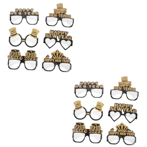 OFFSCH 2 Sätze Neujahrsbrille Zahlenbrille Weihnachtsbrille Party-brillen-dekore Neujahrsparty-brillen Erwachsene Funky Kostüm Brille Party-brillengestell Partyzubehör Papier 6 Stücke * 2 von OFFSCH