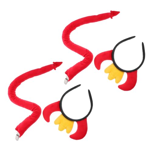 OFFSCH 2sätze Teufelshörner Haarreif Rot Dämonenschwanz Stirnband Halloween Party Cosplay Zubehör Für Junge Mädchen Und Erwachsene Kostüm Accessoires von OFFSCH