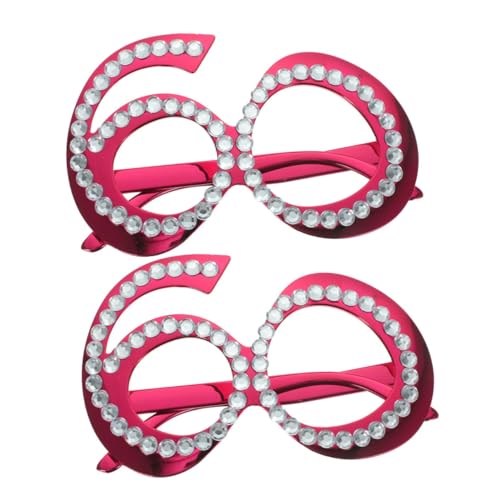 OFFSCH 2 Stück Digitale Brille Trendy Zubehör Für Augenrahmen Zum Geburtstag Neuheit Geburtstagsbrille Brille Für Geburtstagsfeier Jubiläumsparty-gläser Zum Geburtstag Rot Plastik von OFFSCH