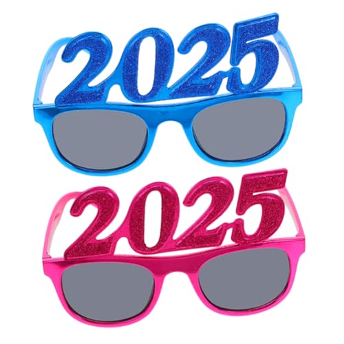 OFFSCH 2 Stück Foto-requisiten Für Das Neue Jahr Party Gefälligkeiten 2025 Neujahrsbrille Party-brillen-dekore Partybrille Für Das Neue Jahr 2025 Lustig Trendy Blau Rechteck Geformt Stk von OFFSCH