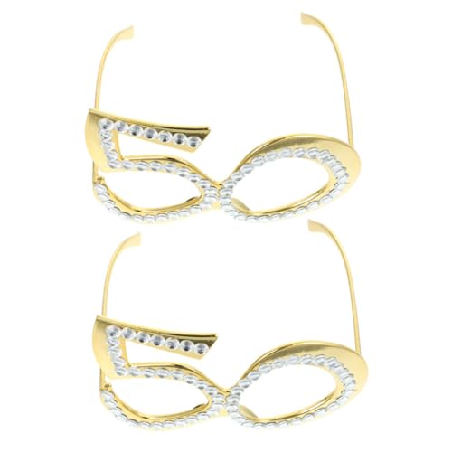 OFFSCH 2 Stück Geburtstagsbrille mit Strasssteinen Glitzernde Zahlenbrille Partybrille Leicht und Tragbar für Fotorequisiten Geburtstagsparty Jubiläum Feier Zubehör von OFFSCH