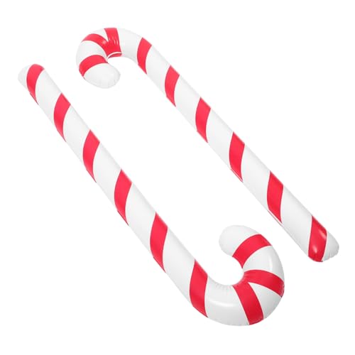 OFFSCH 2 Stück Teiliges Aufblasbare Weihnachts-zuckerstangen Luftballons in Rot-weiß Wiederverwendbare Christbaumschmuck-deko für Weihnachtsfeier Party und Festliche Fotohintergründe von OFFSCH