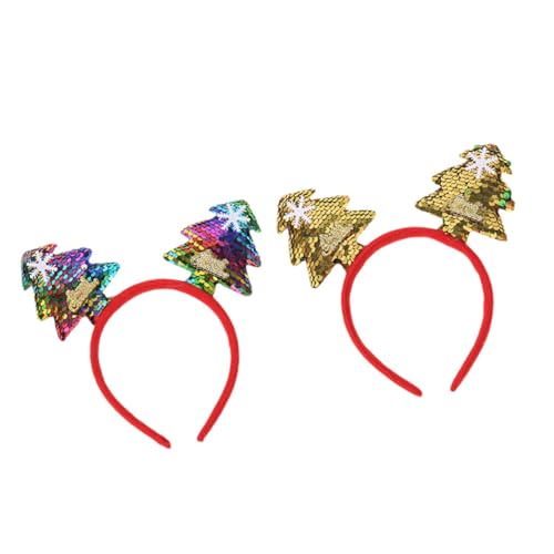 OFFSCH 2 Stück Weihnachtlicher Haarreif mit Pailletten Weihnachtsbaum Design Leichtes Party Haarschmuck Accessoire für Festliche Feiern und Karneval Komfortabel und Vielseitig Verwendbar von OFFSCH