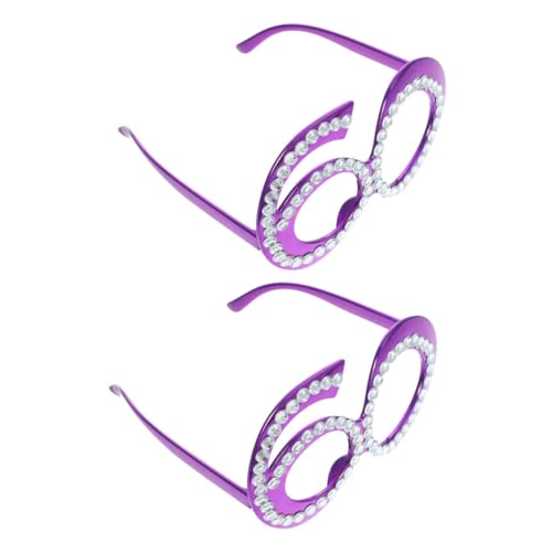OFFSCH 2 Stück digitale Brille geburtstag brille Geburtstag Fotobox Partybrille Zahl Geburtstagsbrille lustige Geburtstagssonnenbrille Jubiläumsparty-Brille Plastik Violett von OFFSCH