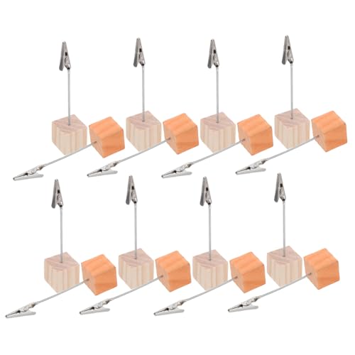 OFFSCH 20 Stück Memo-clip Halter mit Holz-würfelbasis Rustikale Notizenhalter für Tischkarten Fotos Memo-organizer für Hochzeit Büro Partydeko Vielseitig Verwendbar von OFFSCH