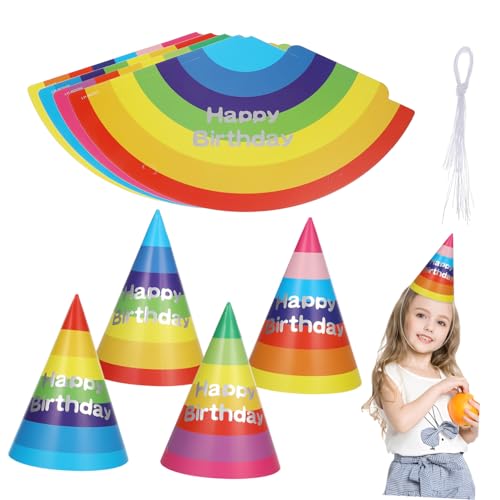 OFFSCH 20 Stück Teiliges Bunte Geburtstagskegel-hüte aus Papier Leichte Partyhüte für Erwachsene und Komfortabel und Langlebig Geburtstagskopfbedeckung für Fröhliche Feierlichkeiten von OFFSCH