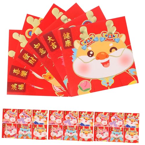 OFFSCH 24 Stück Rote Neujahrs Umschlagtaschen Geldtasche Für Süße Neujahrsumschläge Glücks Rote Umschläge Festival Paket Bargeldfüllung Große Münzumschläge Hong Bao Papier von OFFSCH