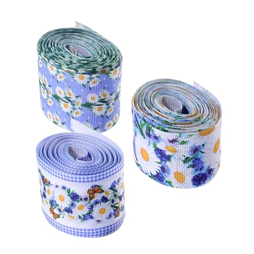 OFFSCH 3 Rollen Blumenmuster Geschenkband aus DIY Dekorationsband für Bastelarbeiten und Blumenarrangements Yards von OFFSCH
