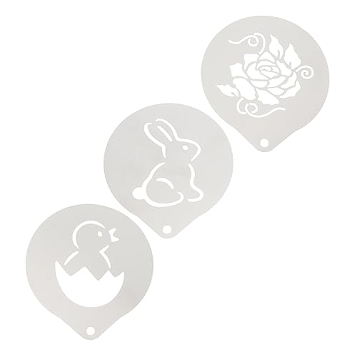 OFFSCH 3 Stück Kaffee Latte Form Café Cappuccino Latte Schablonen Kaffeeform Schablonen Kaffee Zeichnung Latte Schablone Hasen Schablone Silber Edelstahl von OFFSCH
