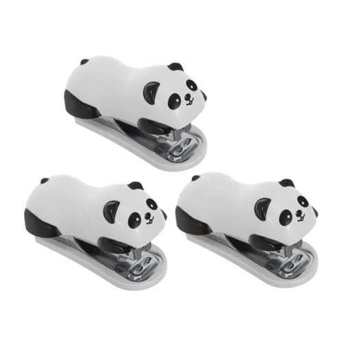 OFFSCH 3 Stück Niedlicher Panda Mini Heftgerät Handhefter Praktisch für Büro Zuhause Schule Handlich Platzsparend Vielseitig Einsetzbar Niedliches Panda design für Erwachsene von OFFSCH