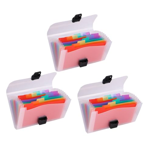 OFFSCH 3-teiliger Akkordeon-datei-organizer, Erweiterbarer Dateiordner-organizer Im -format Mit 13 Taschen, Tragbarer Dokumentenhalter Aus Kunststoff Für Quittungen von OFFSCH