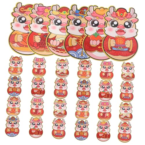 OFFSCH 30 Stück Rote Umschläge Jahr Des Drachen Dicke Reißfeste Geldbeutel mit Süßen Gemischten Mustern Traditionelle Chinesische Hong Bao für Neujahr Hochzeit Festtage von OFFSCH