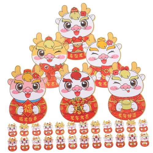 OFFSCH 30 Stück Teiliges Chinesische Rote Umschläge mit Drachenmuster Traditionelle Glücksgeldumschläge für Frühlingsfest Vielseitige Geschenkumschläge für Neujahr Geburtstage Hochzeiten von OFFSCH