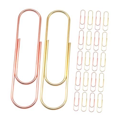 OFFSCH 30 Stück Teiliges Große Bunte Büroklammern Wiederverwendbare Metall-clips in Gold und Roségold Langlebige Dokumentenklammern für Büro Schule und Papierorganisation von OFFSCH
