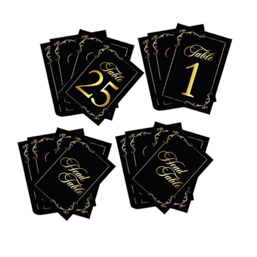 OFFSCH 30 Stück Teiliges Papier-tischnummern Karten Schwarz Goldfolie Doppelseitig Hochzeit Sitzkarten für Restaurant Bar Bankett Party Veranstaltungsdekoration von OFFSCH