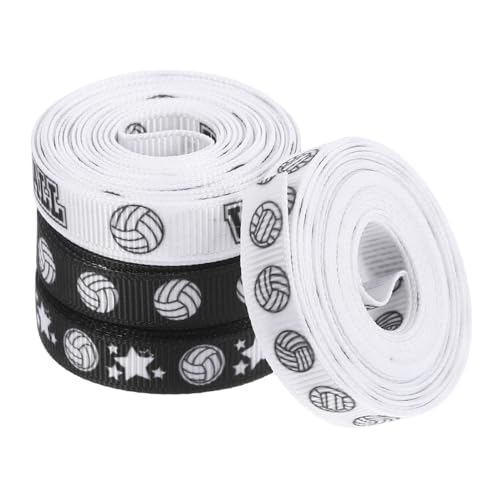 OFFSCH 4 Rollen Volleyball Geschenkband Polyester Satin mit Lebendigem Volleyballdruck Strapazierfähiges Dicht Gewebtes Ripsband zum Basteln Partydekoration Haarschleifen und OFFSCH 4 Rollen Volleyball Geschenkband Polyester Satin mit Lebendigem Volleyballdruck Strapazierfähiges Dicht Gewebtes Ripsband zum Basteln Partydekoration Haarschleifen und von OFFSCH