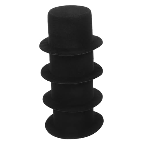 OFFSCH 4 Stück Mini Hüte Schwarz für Puppen und Kleine Haustiere Modische Partyaccessoires für DIY Bastelprojekte Festliche Dekoration und Fotorequisiten von OFFSCH