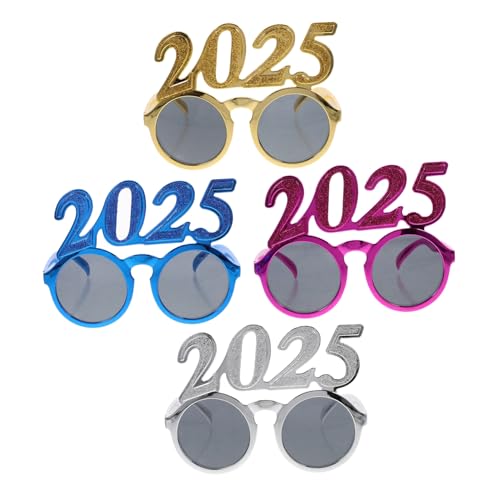 OFFSCH 4 Stück Silvester Partybrille Kunststoff Glitzer Brillen Foto Requisiten Lustige Neujahrsdeko Gold Silber Blau für Feier und Jahreswechsel OFFSCH 4 Stück Silvester Partybrille Kunststoff Glitzer Brillen Foto Requisiten Lustige Neujahrsdeko Gold Silber Blau für Feier und Jahreswechsel von OFFSCH