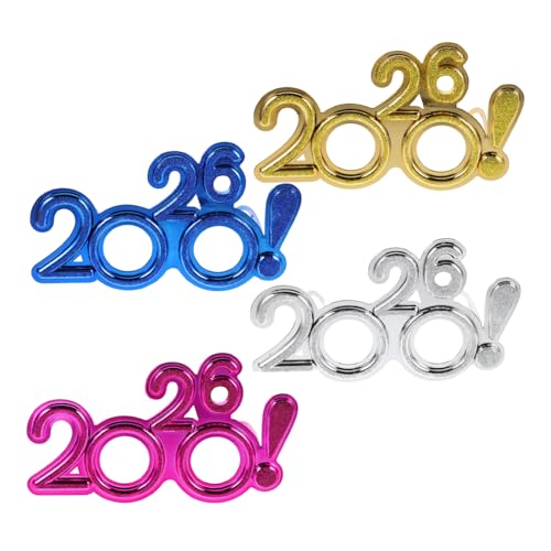 OFFSCH 4 Stück Silvester Partybrille Leichte Kunststoffbrillen in Gold Silber Blau Auffällige Neujahrsdekoration für Familienfeiern Accessoire und Karnevalspaß OFFSCH 4 Stück Silvester Partybrille Leichte Kunststoffbrillen in Gold Silber Blau Auffällige Neujahrsdekoration für Familienfeiern Accessoire und Karnevalspaß von OFFSCH