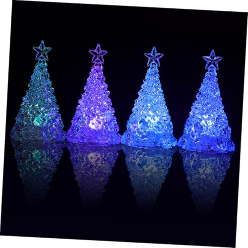 OFFSCH 4 Stück Süße Schreibtischlampe Weihnachtsbaum Tischplatte Bunter Weihnachtsbaum Weihnachtsbäume Beleuchtete Feiertage Weihnachtsdekoration Baum Leuchten Bunter Baum Holografische von OFFSCH