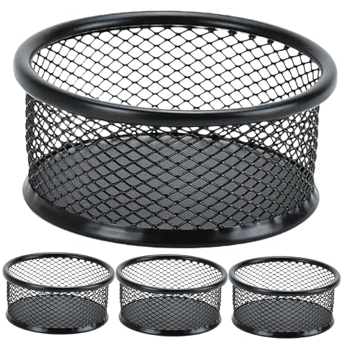 OFFSCH 4 Stück Teiliges Mesh Büroklammer Aufbewahrungsset Großer Desktop Halter mit Weitem Mund Stapelbar Langlebig Vielseitig für Büroklammern Pins USB Sticks für Büro Schule Zuhause von OFFSCH
