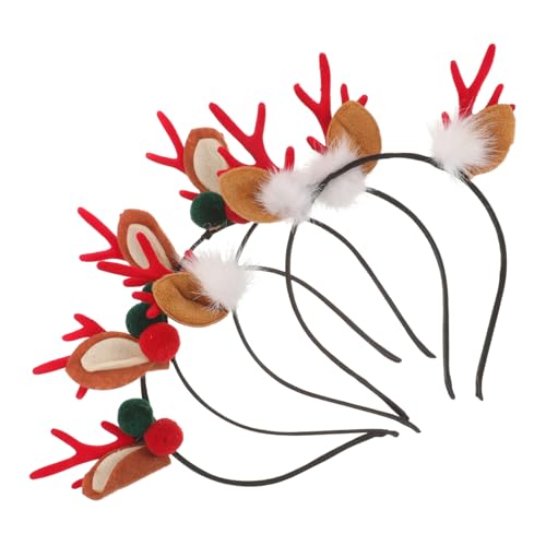 OFFSCH 4 Stück Weihnachtliches Haarreif mit Cartoon Rentiergeweih Teilig Bequem und Auffällig für Festlichkeiten für Weihnachten und Partys von OFFSCH