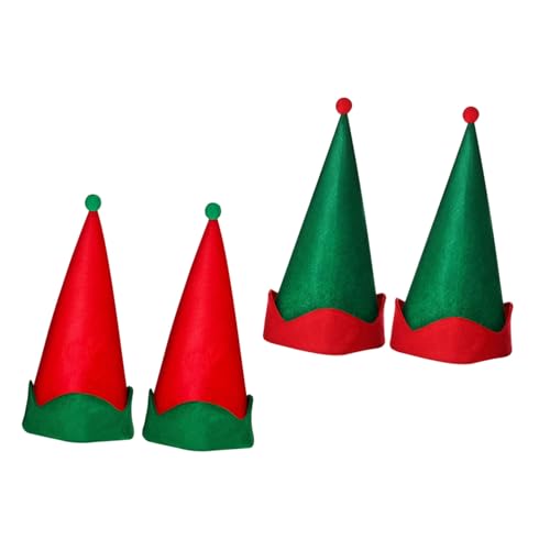 OFFSCH 4 Stück Weihnachts-feen-mützen aus Filz Bunte Elfenkostüm-hüte mit Spitzem Zwergdesign Vielseitige Partyaccessoires für Weihnachten Halloween Geburtstagsfeiern und Cosplay von OFFSCH