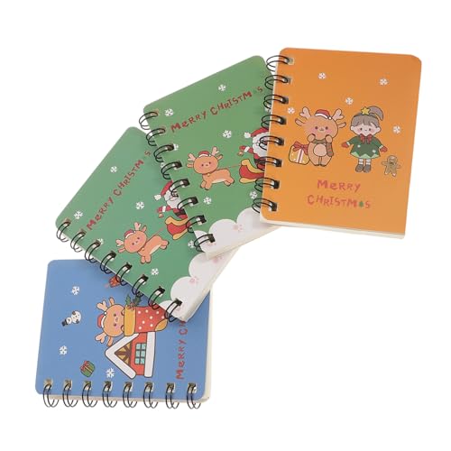 OFFSCH 4 Stück Weihnachtsnotizbücher Weihnachtsnotizblöcke Weihnachtsnotizblöcke Notizbücher Für Die Schule Schneemann Notizbuch Mini Feriennotizbuch Spiral Briefpapier von OFFSCH