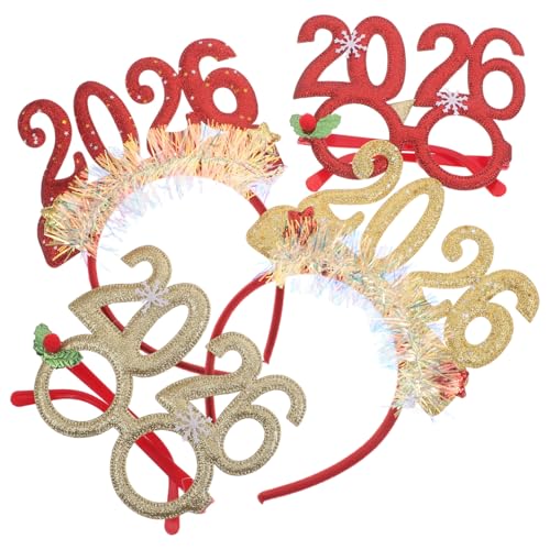 OFFSCH 4-teiliges Silvester-stirnband Und Partybrille „2026“ Mit Funkelnden Pailletten, Haarband Für Urlaubspartys, Festliche Kopfbedeckungen Und Photo Booth-requisiten von OFFSCH