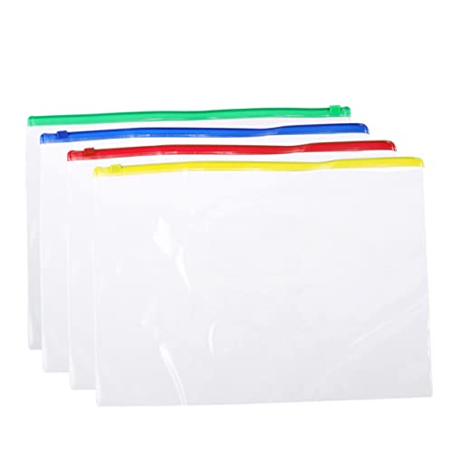 OFFSCH 40 Stück Teiliges PVC Dokumentenorganizer mit Reißverschluss Klarsichttaschen Rot Gelb Blau und Grün für Schule Büro und Reisen und Langlebig von OFFSCH