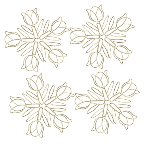 OFFSCH 40 Stück Teiliges Tulpen papierklammern Blumenförmige Büroklammern Dekorative Planer clips für Schule und Büro Mini Blumige Lesezeichen Elegante Goldfarbene Clips mit von OFFSCH