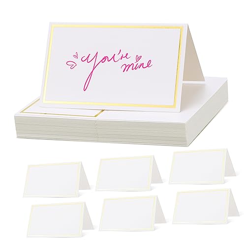OFFSCH 40 Stück Tischkarten mit Goldfolienrand Leere Namenskarten für Hochzeiten Dinnerpartys und Besondere Anlässe Beschriften und Dekorieren von OFFSCH