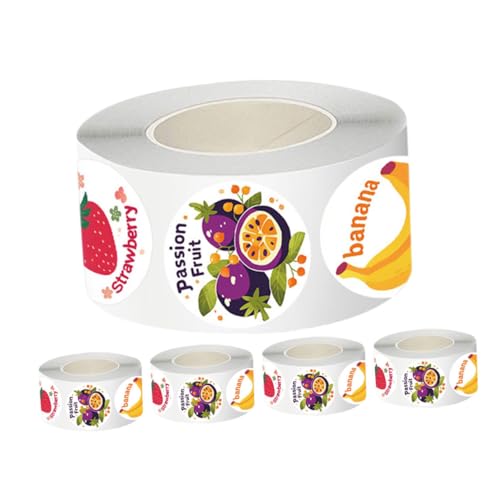 OFFSCH 5 Rollen Obstaufkleber Runde Lebensmittel Etiketten Selbstklebend Starke Haftung Vielseitig Verwendbar Für Verpackung Scrapbooking Lehrer Belohnung Basteln OFFSCH 5 Rollen Obstaufkleber Runde Lebensmittel Etiketten Selbstklebend Starke Haftung Vielseitig Verwendbar Für Verpackung Scrapbooking Lehrer Belohnung Basteln von OFFSCH